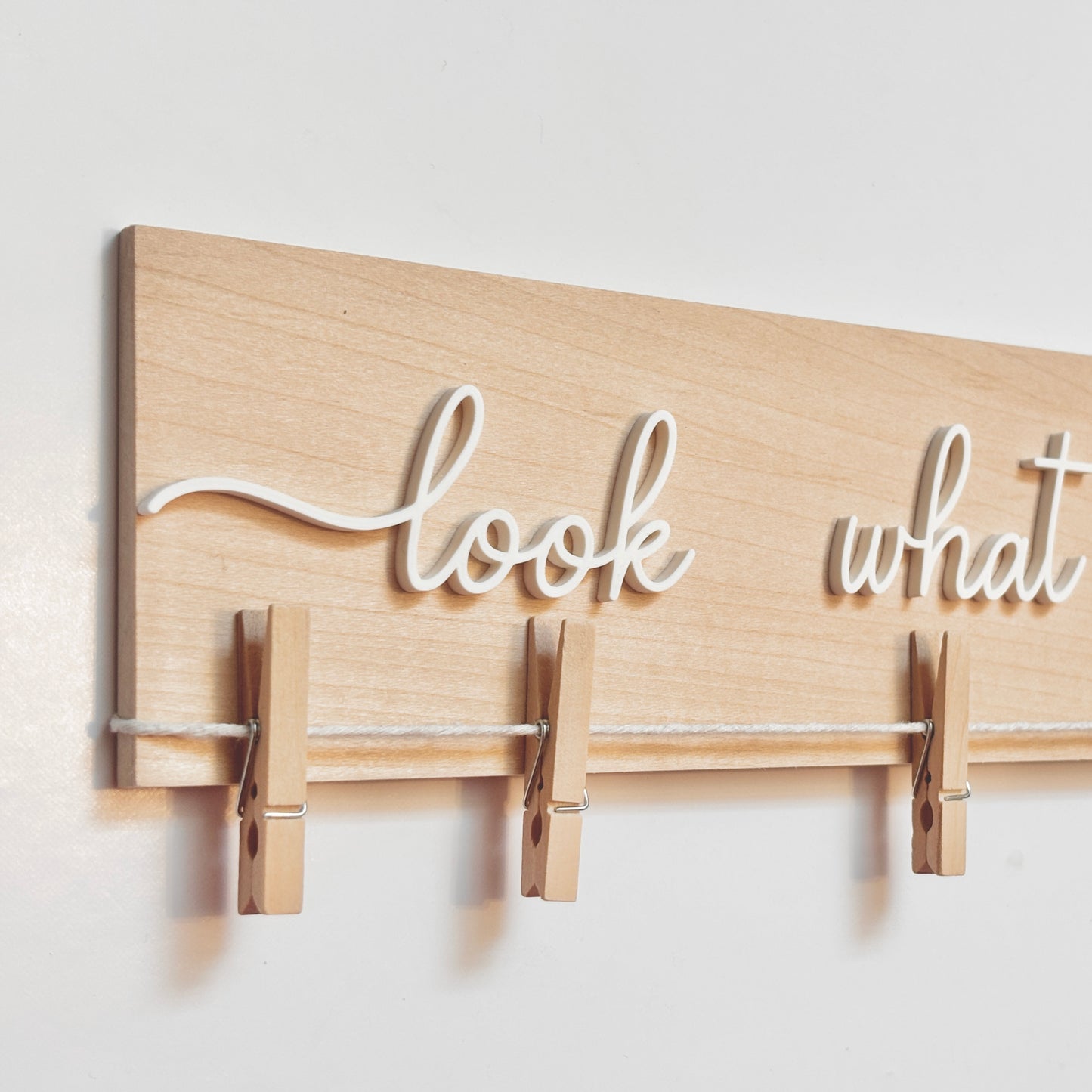 Personalized kids artwork display with clips, Custom name sign