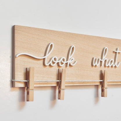Personalized kids artwork display with clips, Custom name sign