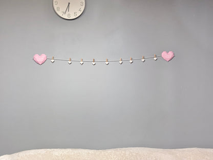 Personalized double heart artwork display with clips
