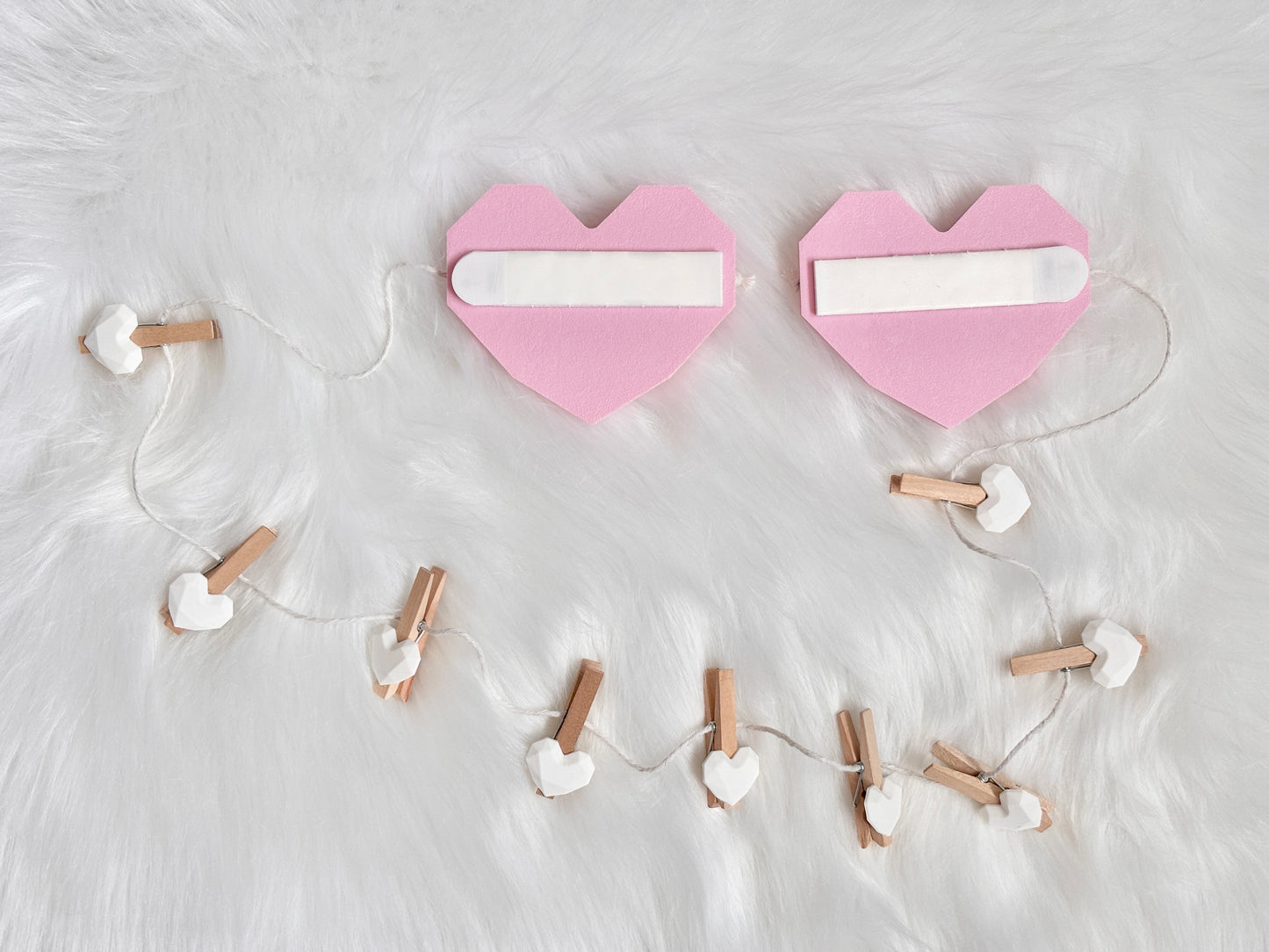 Personalized double heart artwork display with clips