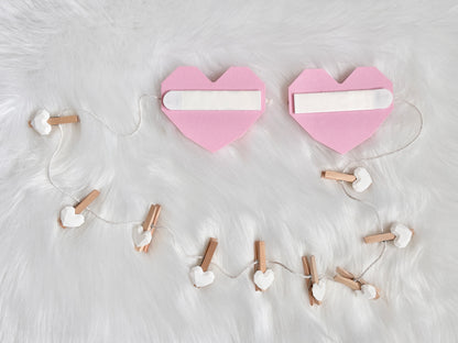 Personalized double heart artwork display with clips