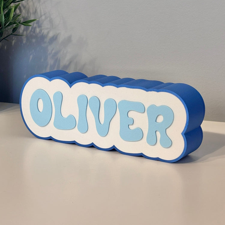 Personalized blue LED name night light for nursery and kids room decor
by The Homenko Studio, Calgary, Canada