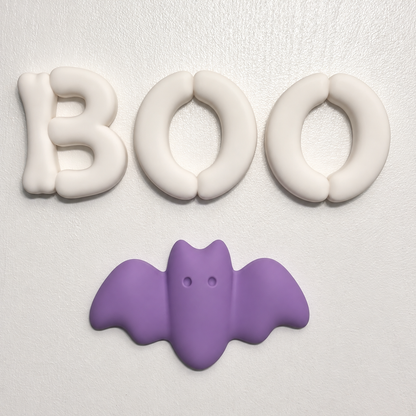 3D BOO Halloween wall sign displayed vertically with seasonal character accent