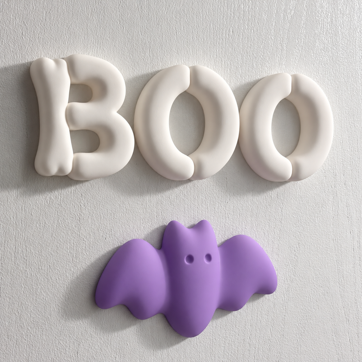 3D BOO Halloween sign arranged with a bat accent for kids room decor
by The Homenko Studio, Calgary, Canada