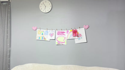 Personalized double heart artwork display with clips