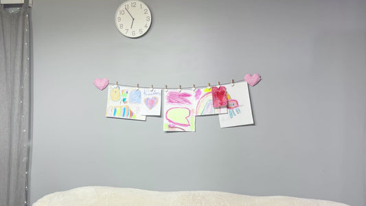 Personalized double heart artwork display with clips